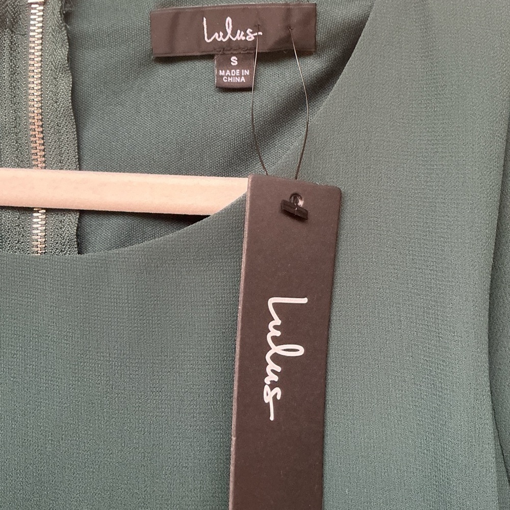 NWT Lulu’s Blissful Love Dark Green Cutout Mini Skater Small Flirty Whimsy Glam - Picture 9 of 9